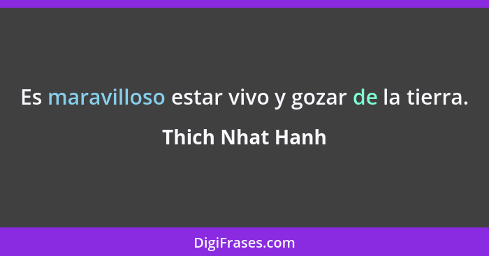 Es maravilloso estar vivo y gozar de la tierra.... - Thich Nhat Hanh