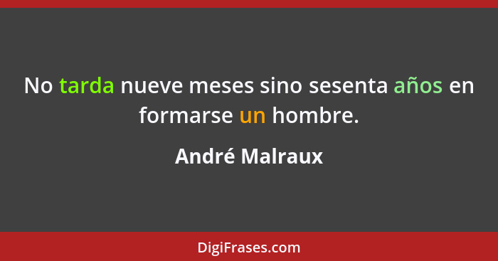 No tarda nueve meses sino sesenta años en formarse un hombre.... - André Malraux