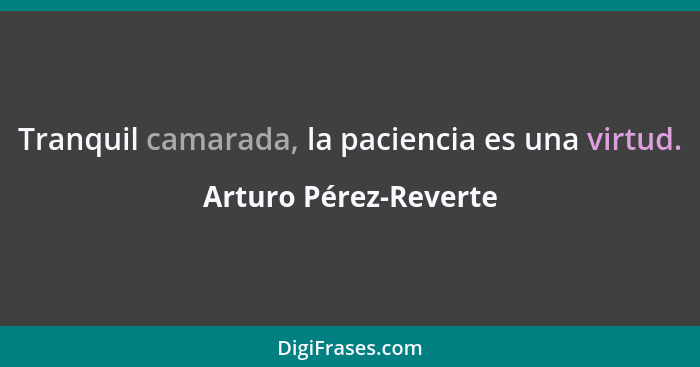 Tranquil camarada, la paciencia es una virtud.... - Arturo Pérez-Reverte