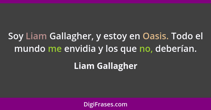 Soy Liam Gallagher, y estoy en Oasis. Todo el mundo me envidia y los que no, deberían.... - Liam Gallagher