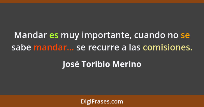 Mandar es muy importante, cuando no se sabe mandar... se recurre a las comisiones.... - José Toribio Merino