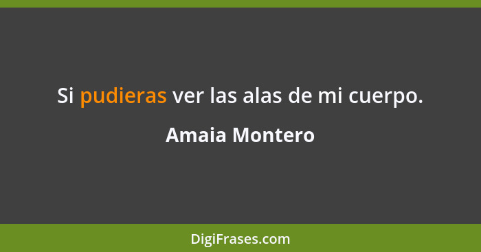 Si pudieras ver las alas de mi cuerpo.... - Amaia Montero