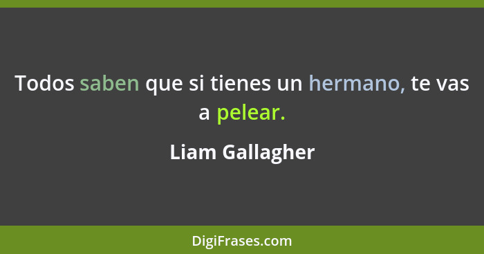 Todos saben que si tienes un hermano, te vas a pelear.... - Liam Gallagher