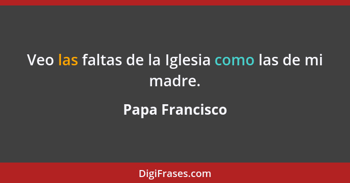 Veo las faltas de la Iglesia como las de mi madre.... - Papa Francisco