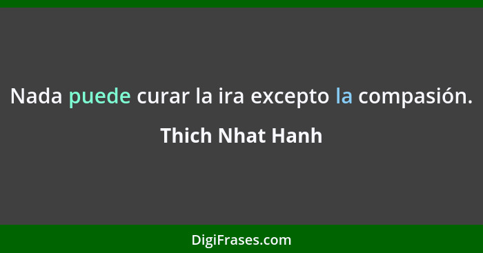 Nada puede curar la ira excepto la compasión.... - Thich Nhat Hanh