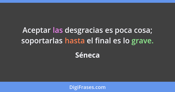 Aceptar las desgracias es poca cosa; soportarlas hasta el final es lo grave.... - Séneca