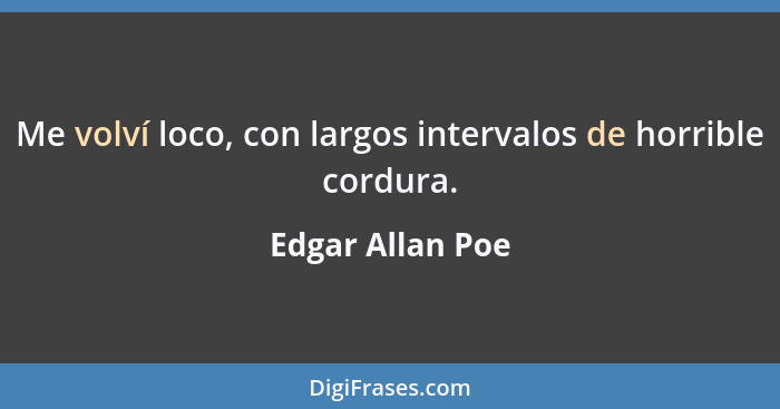 Me volví loco, con largos intervalos de horrible cordura.... - Edgar Allan Poe