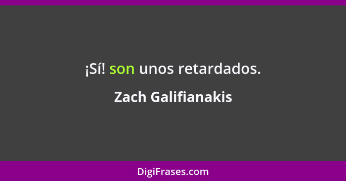 ¡Sí! son unos retardados.... - Zach Galifianakis