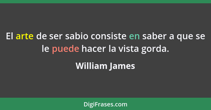 El arte de ser sabio consiste en saber a que se le puede hacer la vista gorda.... - William James