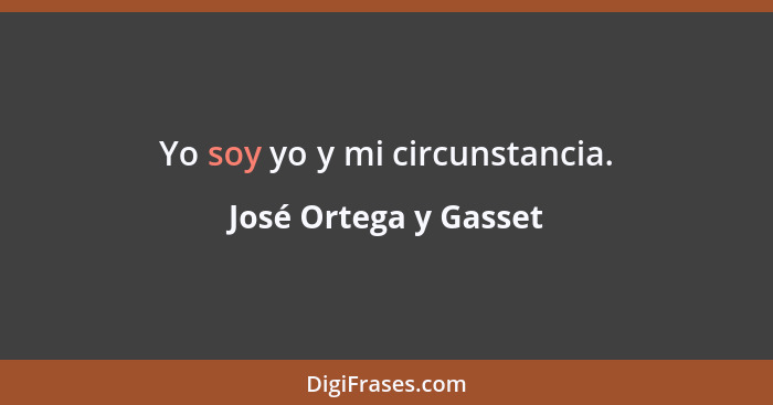 Yo soy yo y mi circunstancia.... - José Ortega y Gasset