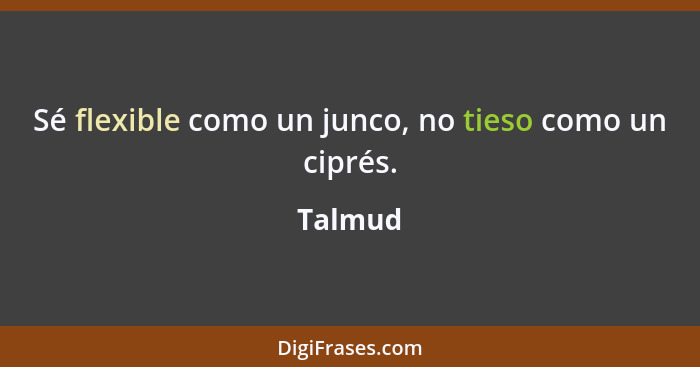 Sé flexible como un junco, no tieso como un ciprés.... - Talmud