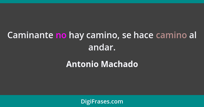 Caminante no hay camino, se hace camino al andar.... - Antonio Machado