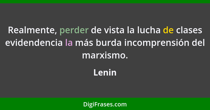 Realmente, perder de vista la lucha de clases evidendencia la más burda incomprensión del marxismo.... - Lenin