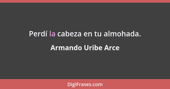 Perdí la cabeza en tu almohada.... - Armando Uribe Arce