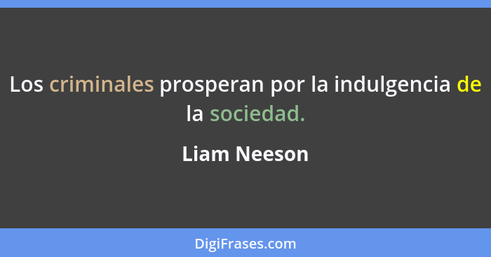 Los criminales prosperan por la indulgencia de la sociedad.... - Liam Neeson