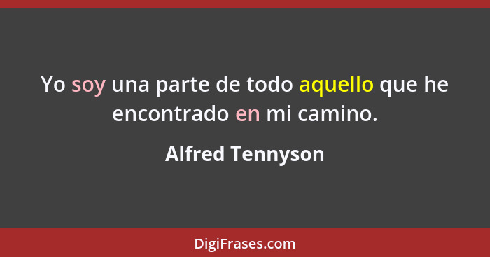 Yo soy una parte de todo aquello que he encontrado en mi camino.... - Alfred Tennyson