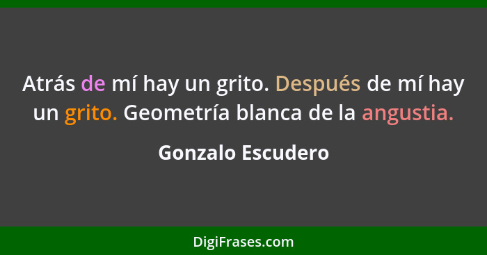 Atrás de mí hay un grito. Después de mí hay un grito. Geometría blanca de la angustia.... - Gonzalo Escudero