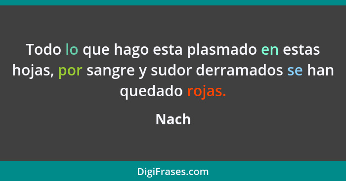 Todo lo que hago esta plasmado en estas hojas, por sangre y sudor derramados se han quedado rojas.... - Nach