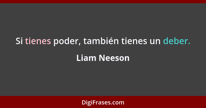 Si tienes poder, también tienes un deber.... - Liam Neeson