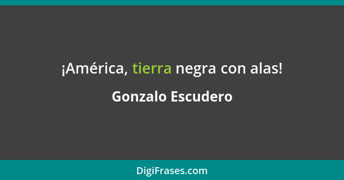 ¡América, tierra negra con alas!... - Gonzalo Escudero