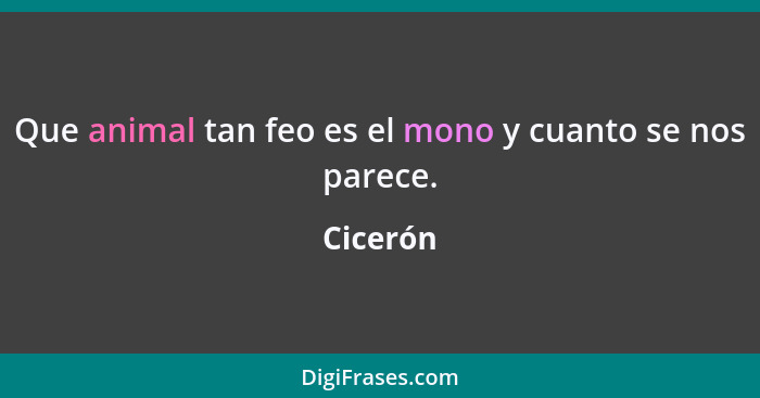 Que animal tan feo es el mono y cuanto se nos parece.... - Cicerón