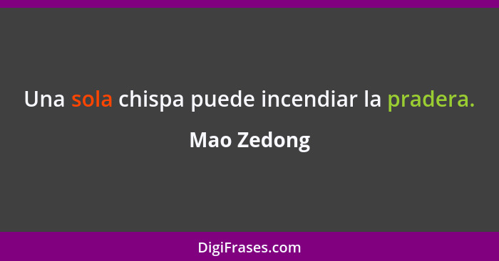 Una sola chispa puede incendiar la pradera.... - Mao Zedong