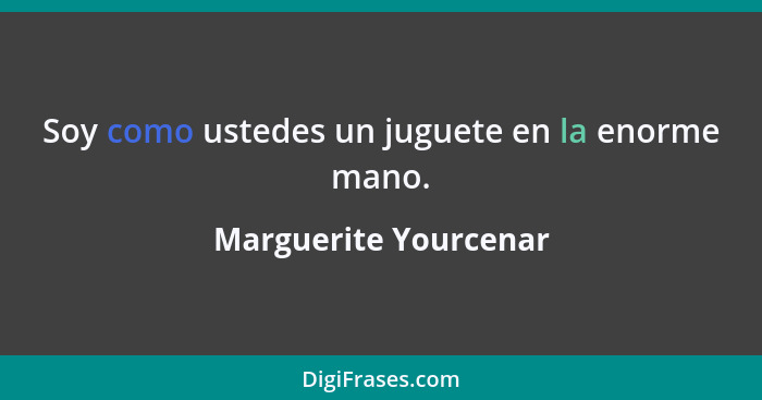 Soy como ustedes un juguete en la enorme mano.... - Marguerite Yourcenar