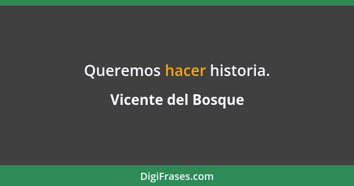 Queremos hacer historia.... - Vicente del Bosque