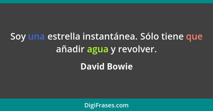 Soy una estrella instantánea. Sólo tiene que añadir agua y revolver.... - David Bowie