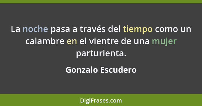 La noche pasa a través del tiempo como un calambre en el vientre de una mujer parturienta.... - Gonzalo Escudero