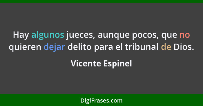 Hay algunos jueces, aunque pocos, que no quieren dejar delito para el tribunal de Dios.... - Vicente Espinel