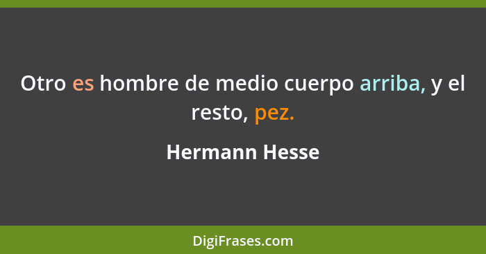 Otro es hombre de medio cuerpo arriba, y el resto, pez.... - Hermann Hesse