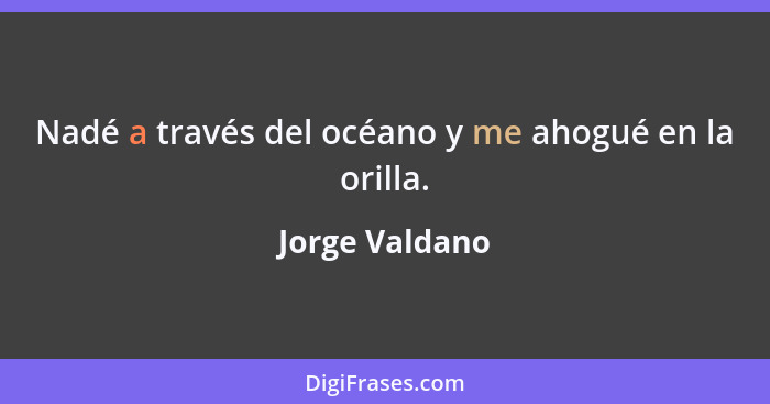 Nadé a través del océano y me ahogué en la orilla.... - Jorge Valdano