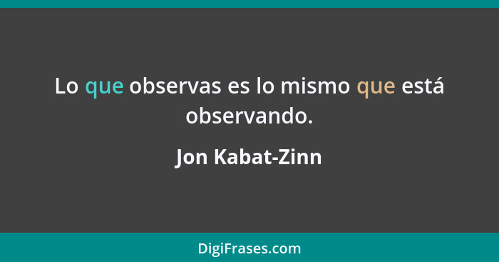 Lo que observas es lo mismo que está observando.... - Jon Kabat-Zinn