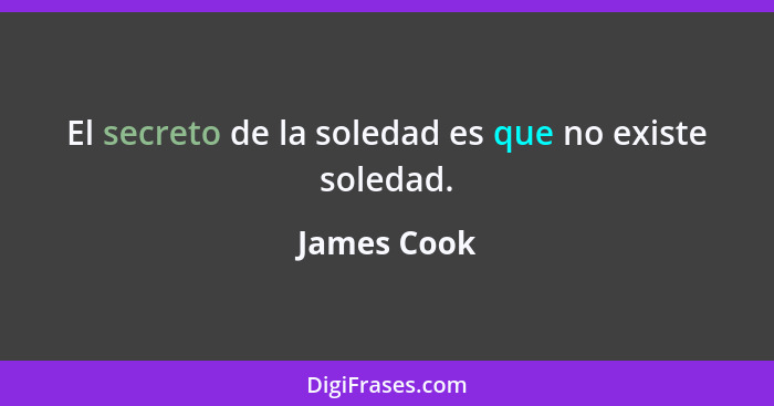 El secreto de la soledad es que no existe soledad.... - James Cook