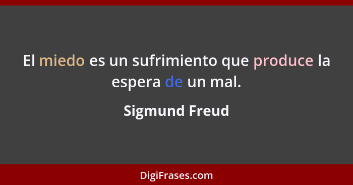 El miedo es un sufrimiento que produce la espera de un mal.... - Sigmund Freud