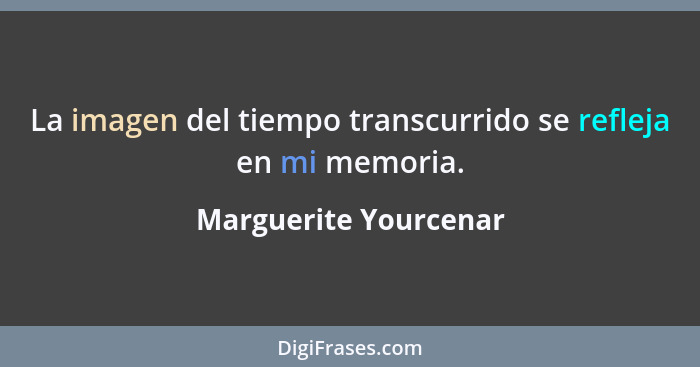 La imagen del tiempo transcurrido se refleja en mi memoria.... - Marguerite Yourcenar
