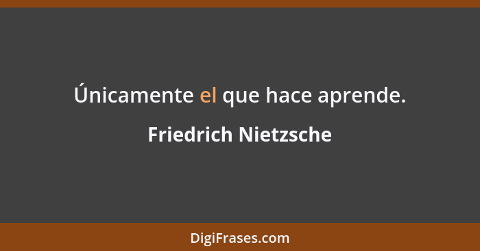 Únicamente el que hace aprende.... - Friedrich Nietzsche