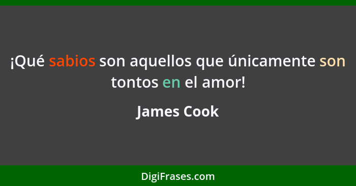 ¡Qué sabios son aquellos que únicamente son tontos en el amor!... - James Cook