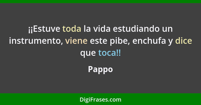 ¡¡Estuve toda la vida estudiando un instrumento, viene este pibe, enchufa y dice que toca!!... - Pappo