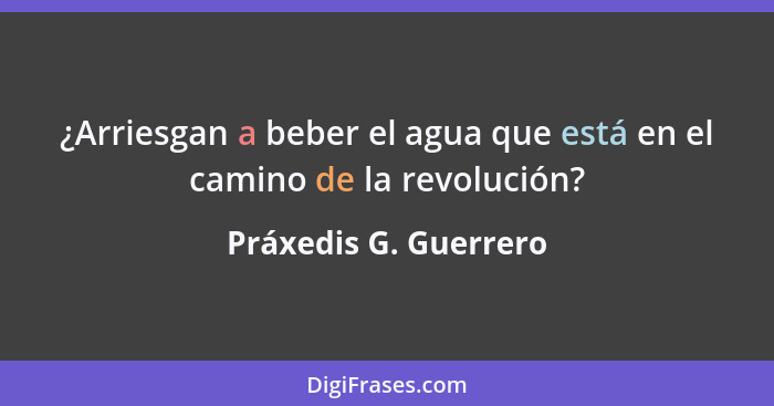 ¿Arriesgan a beber el agua que está en el camino de la revolución?... - Práxedis G. Guerrero