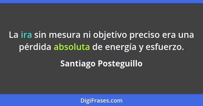La ira sin mesura ni objetivo preciso era una pérdida absoluta de energía y esfuerzo.... - Santiago Posteguillo