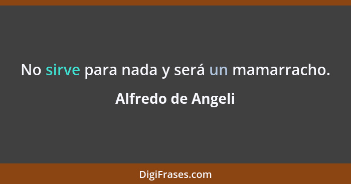 No sirve para nada y será un mamarracho.... - Alfredo de Angeli