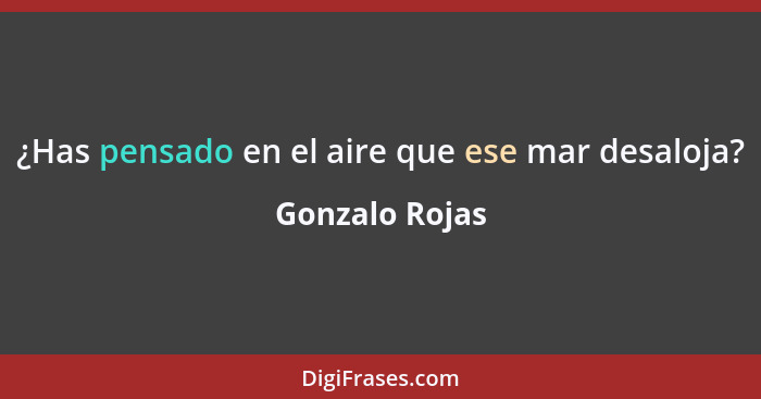 ¿Has pensado en el aire que ese mar desaloja?... - Gonzalo Rojas