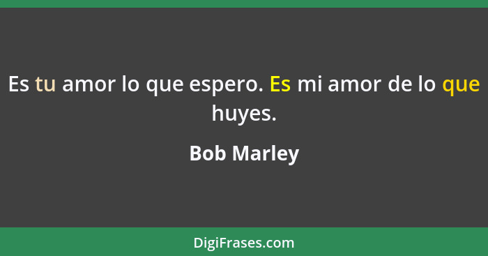 Es tu amor lo que espero. Es mi amor de lo que huyes.... - Bob Marley