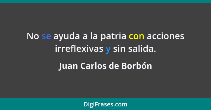 No se ayuda a la patria con acciones irreflexivas y sin salida.... - Juan Carlos de Borbón