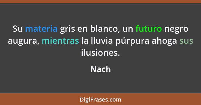 Su materia gris en blanco, un futuro negro augura, mientras la lluvia púrpura ahoga sus ilusiones.... - Nach