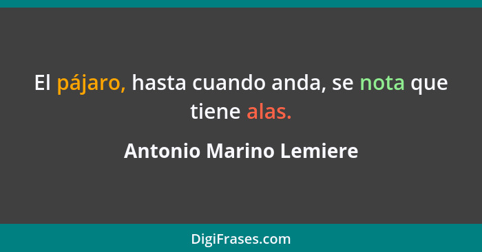 El pájaro, hasta cuando anda, se nota que tiene alas.... - Antonio Marino Lemiere