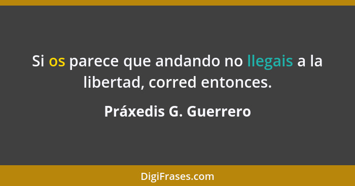 Si os parece que andando no llegais a la libertad, corred entonces.... - Práxedis G. Guerrero