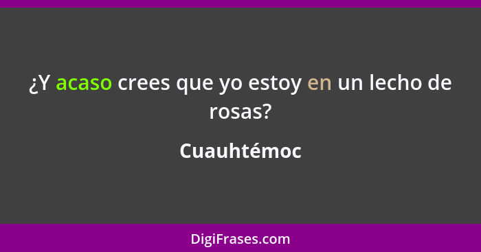 ¿Y acaso crees que yo estoy en un lecho de rosas?... - Cuauhtémoc